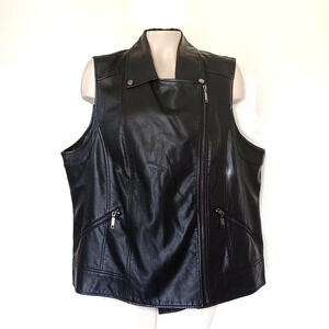 Roz & Ali Faux Leather Moto Biker Vest Moto Indie Sleeze